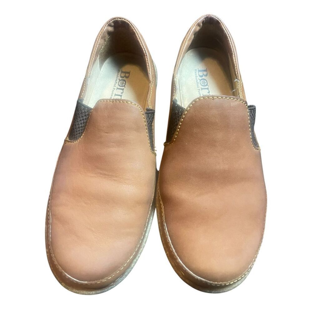 Born Mens Tan Leather Slip On Loafer Shoes Size 10 men women’s 12